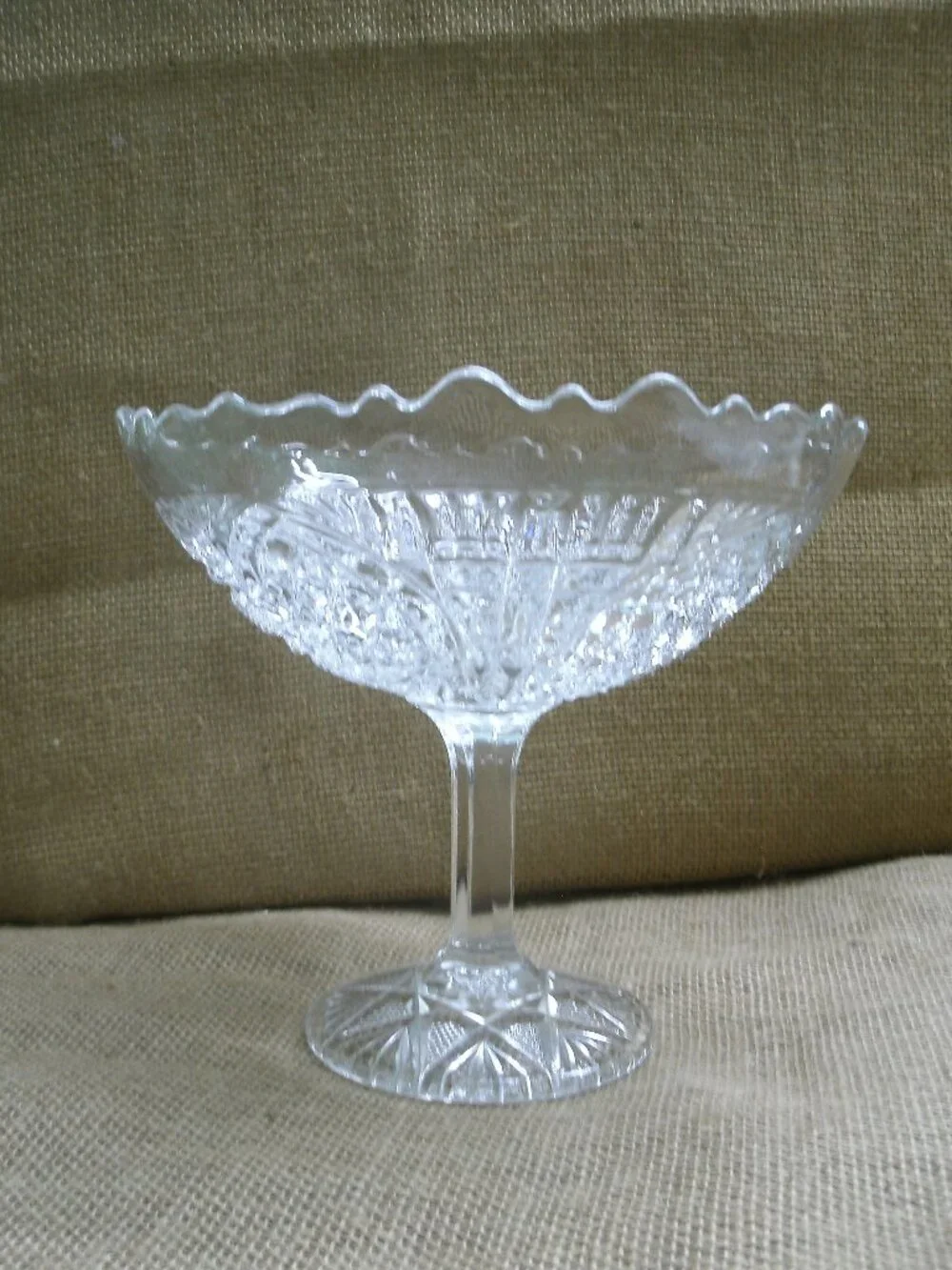 EAPG Fortuna New Martinsville Glass Tall Compote Fruit Bowl
